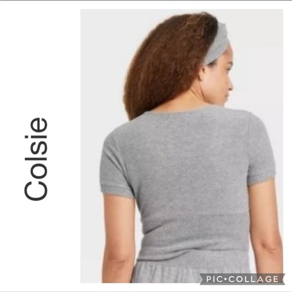 Colsie Gray Knit Top with Headband - Picture 3 of 6